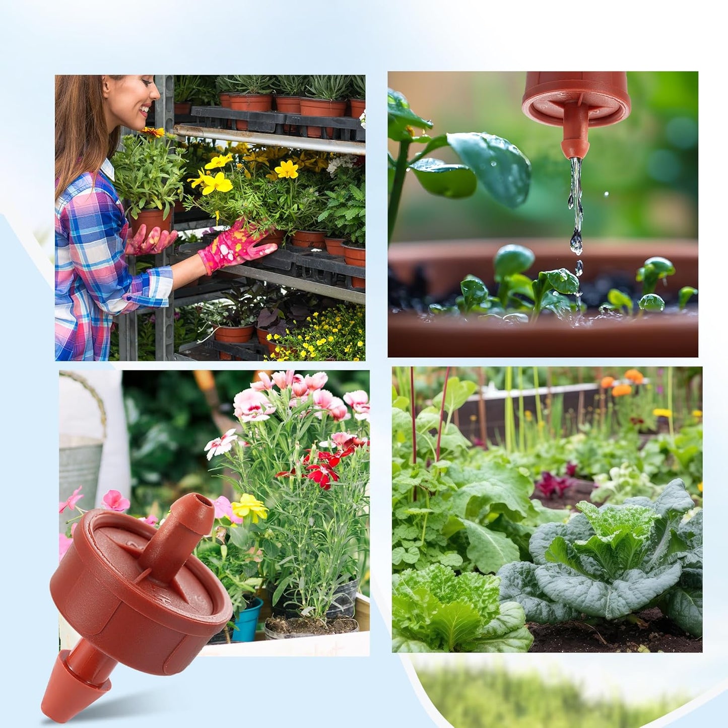 200Pcs 2GPH Pressure Compensating Irrigation Spot Drippers,Constant Flow Barb Outlet Watering Dripper Emitters Heads Parts for 1/4 Inch Watering Tubing Line for Garden Pots Plant Irrigation Systems