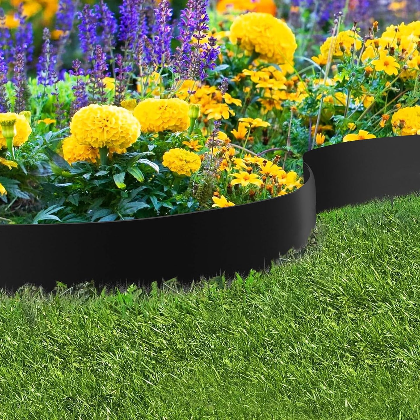 42" L X9.4 H Metal Landscape Edging, Heavy Duty Galvanized Steel Garden Edging,6 Pack Garden Edging Border for Lawn, Flower Bed, Yard (Black)