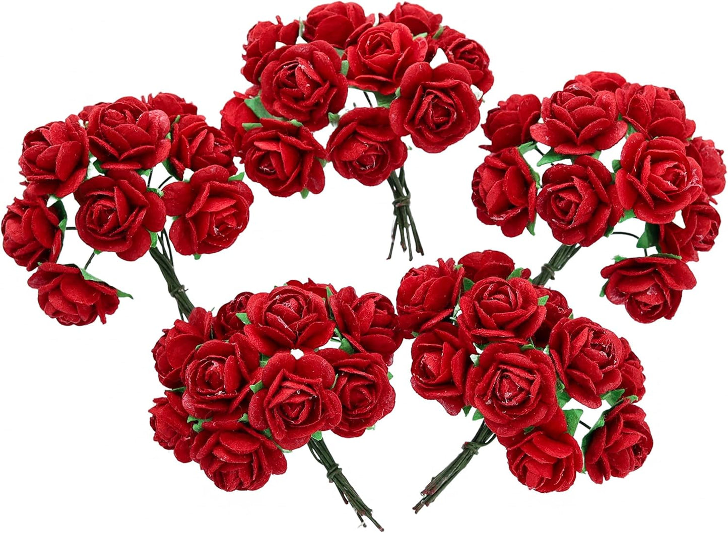 Handmade Mini Mulberry Paper Roses 18 mm Mulberry Paper Flowers Scrapbooking Wedding DIY Craft 50 pcs (Red Color)