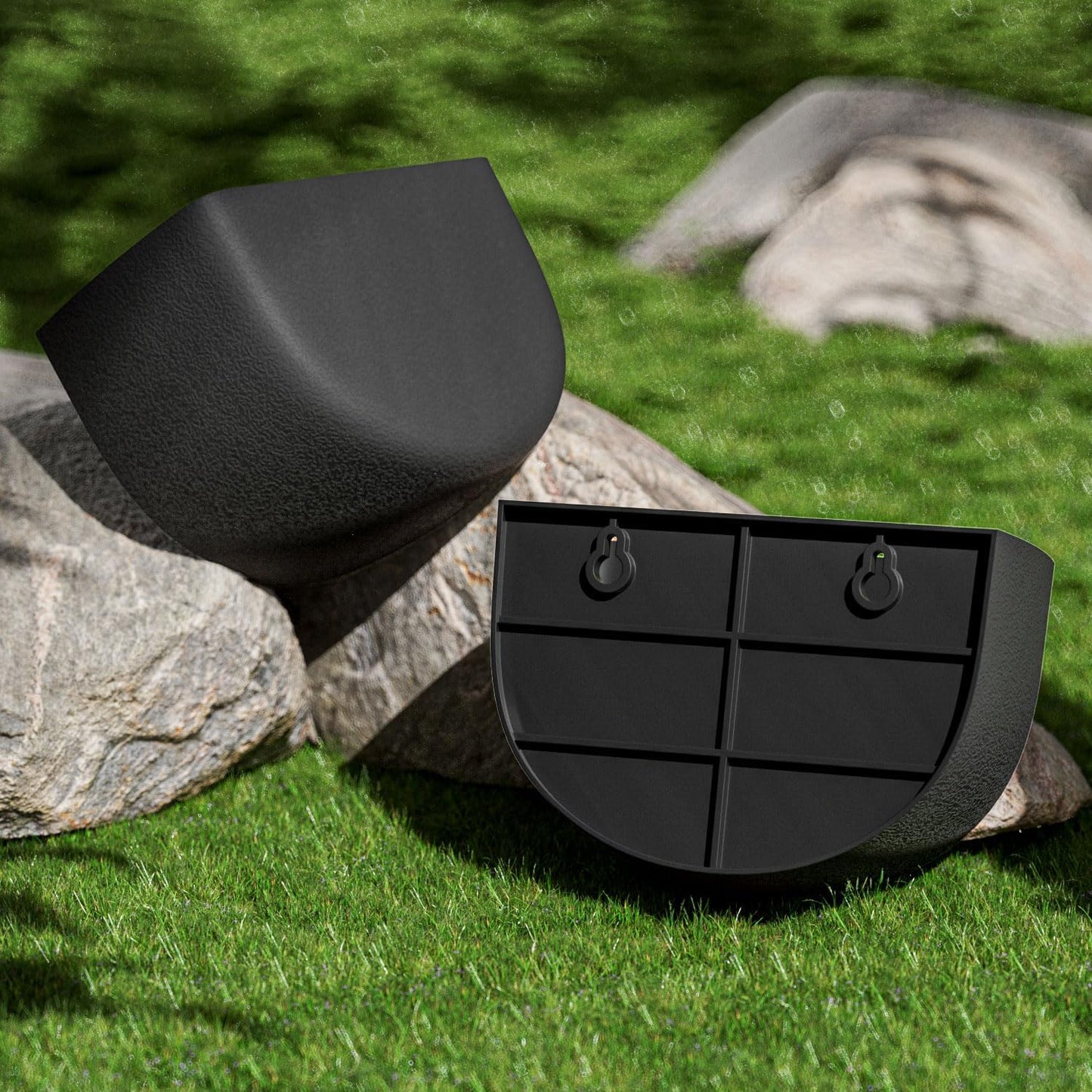 2 Pack Wall Hanging Planter Pots for Indoor and Outdoor Plants, 7 Inch Half-Moon-Shaped Plastic Wall Planter, Wall Mounted Succulent Planters (Black)