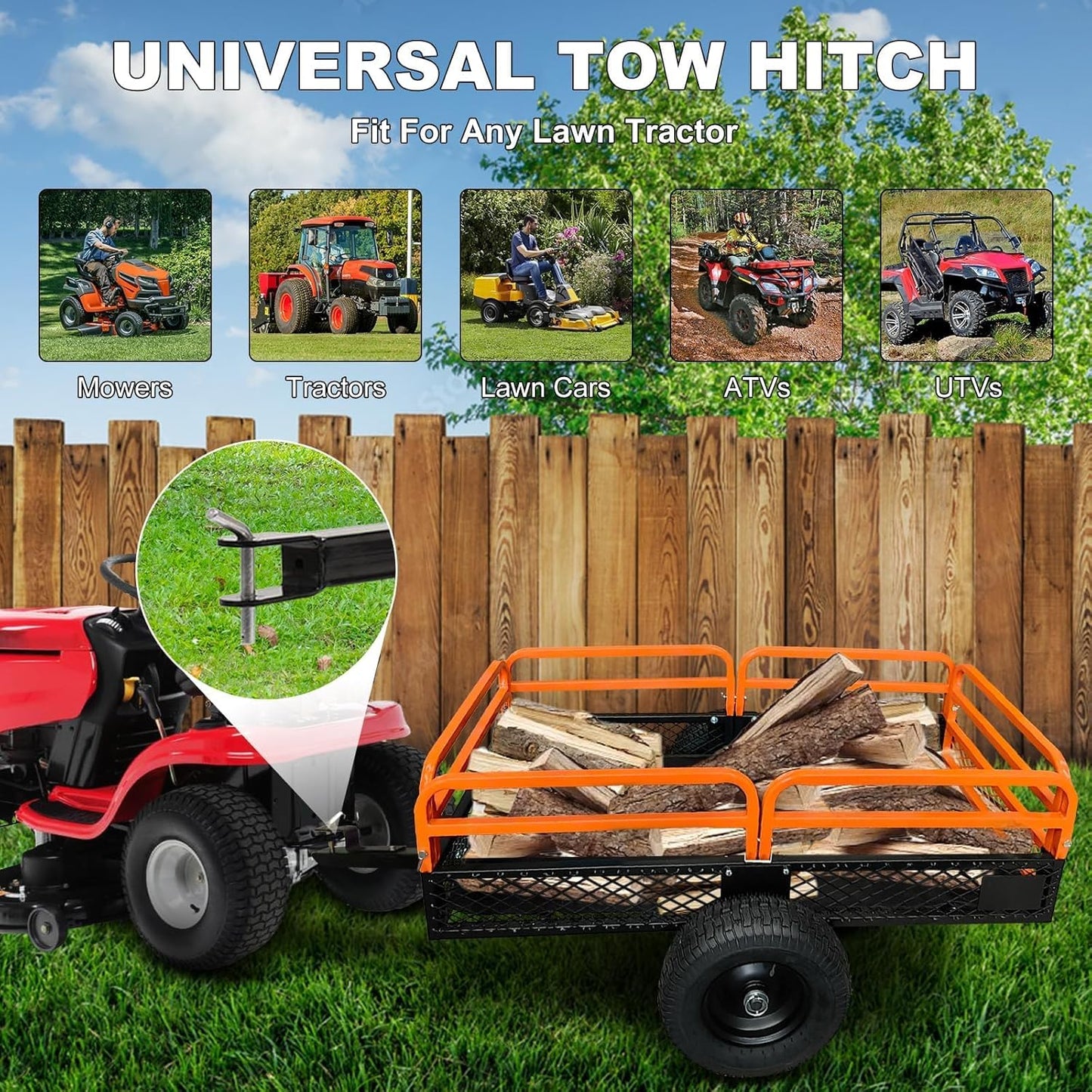 Heavy Duty Steel Dump Cart,1500 Lbs Utility Garden Cart with Wheels,15 Cubic Feet Garden Utility Trailer with Removable Sides,Hand Pull or Foot Pedal Dump Cart for Atvs, Utvs Lawn Garden Tractors