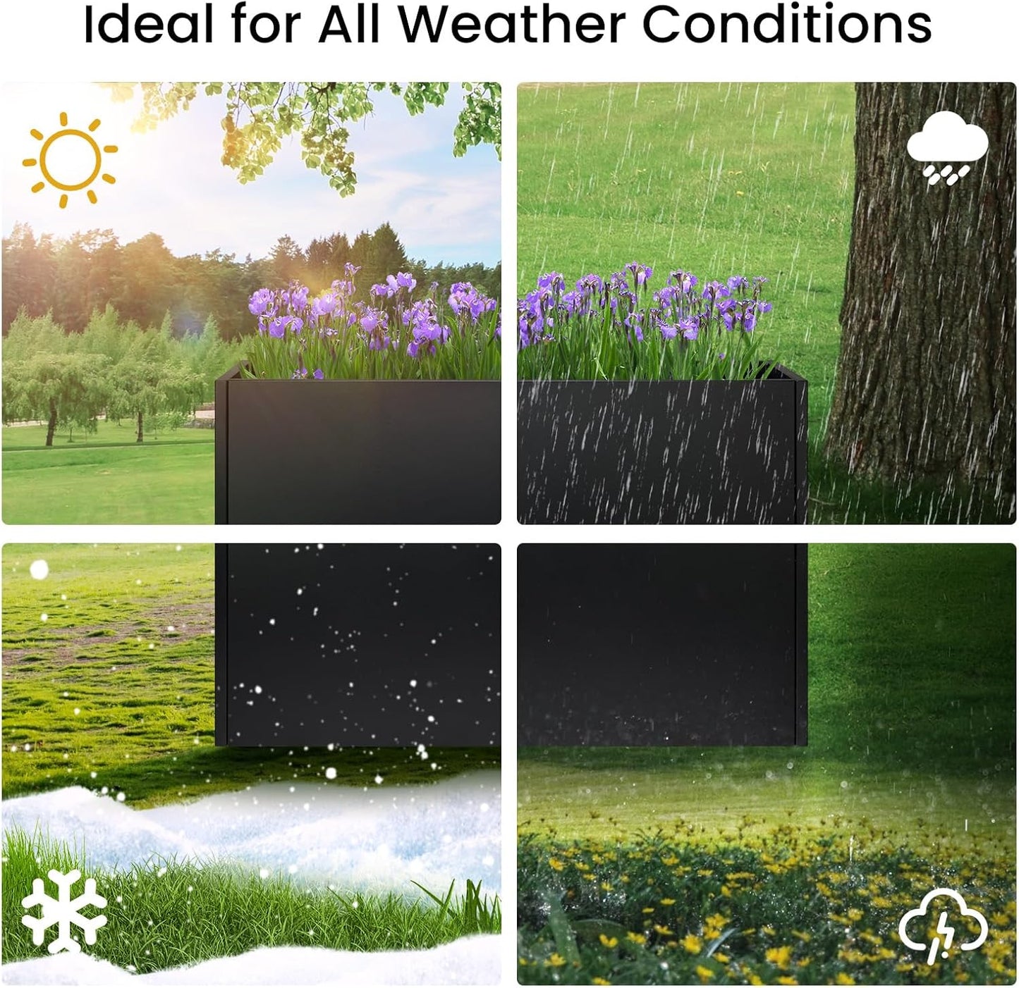 Heavy-Duty Steel Planter Box 38”x12”x24”, Rust-Resistant Large Outdoor & Indoor Plant Container, Metal Garden Box with Drainage Holes & Reinforced Edges