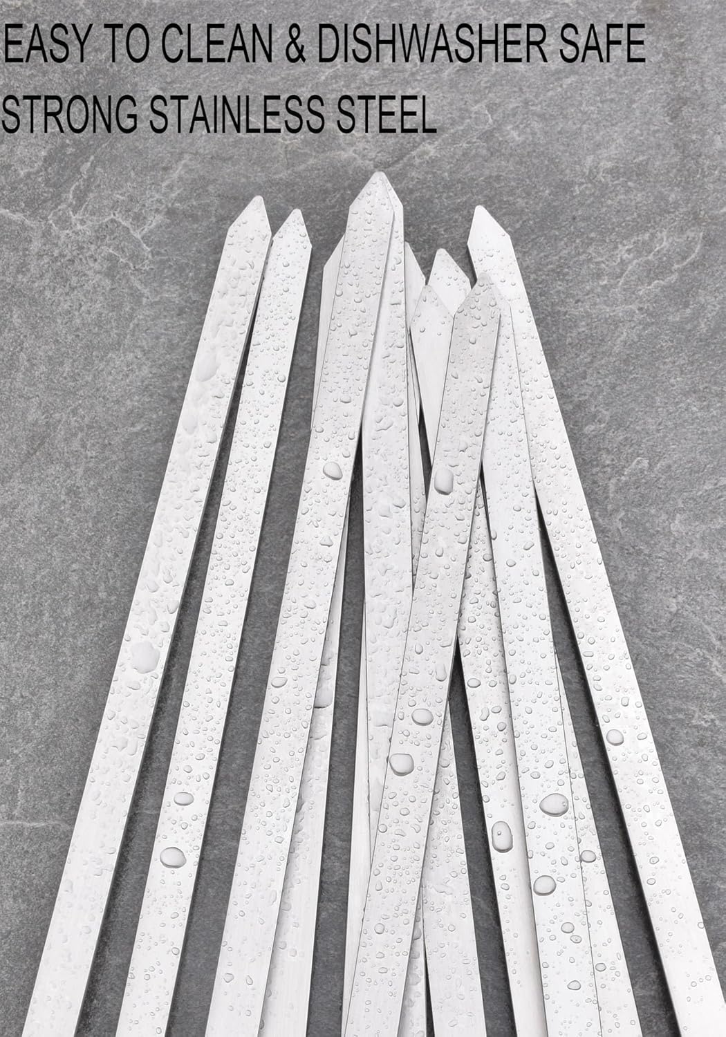 17-Inch Long Flat BBQ Skewers, HONSHEN Brazilian-style Stainless Steel 3/8 Inch Wide Blade with hardwood Handle barbecue skewers for Grilling Meat,Chicken,Shrimp,Vegetables-Set of 12