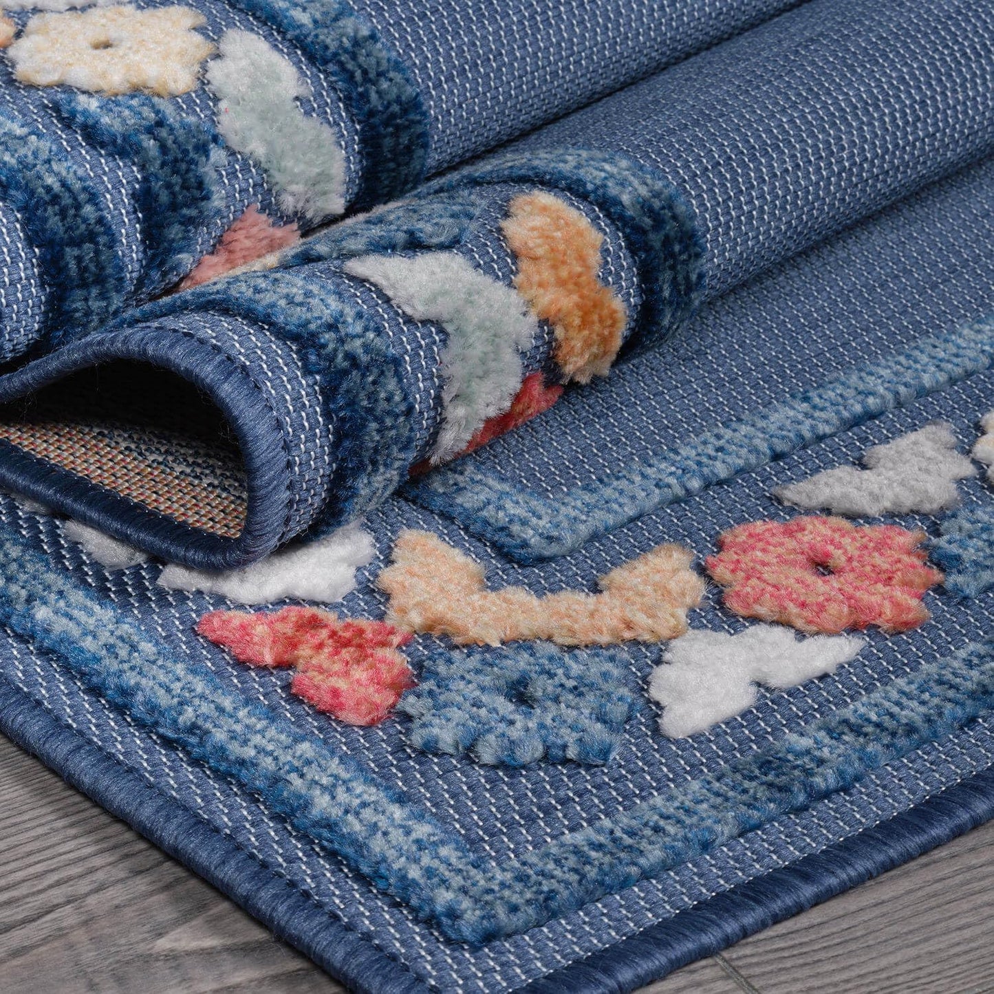 Beverly Rug Outdoor Rug 8x10 Modern Bordered Area Rugs for Indoor and Outdoor Patio Easy to Clean Non Shedding Living Room Porch Garden Washable Outside Carpet (8 x 10 Blue)