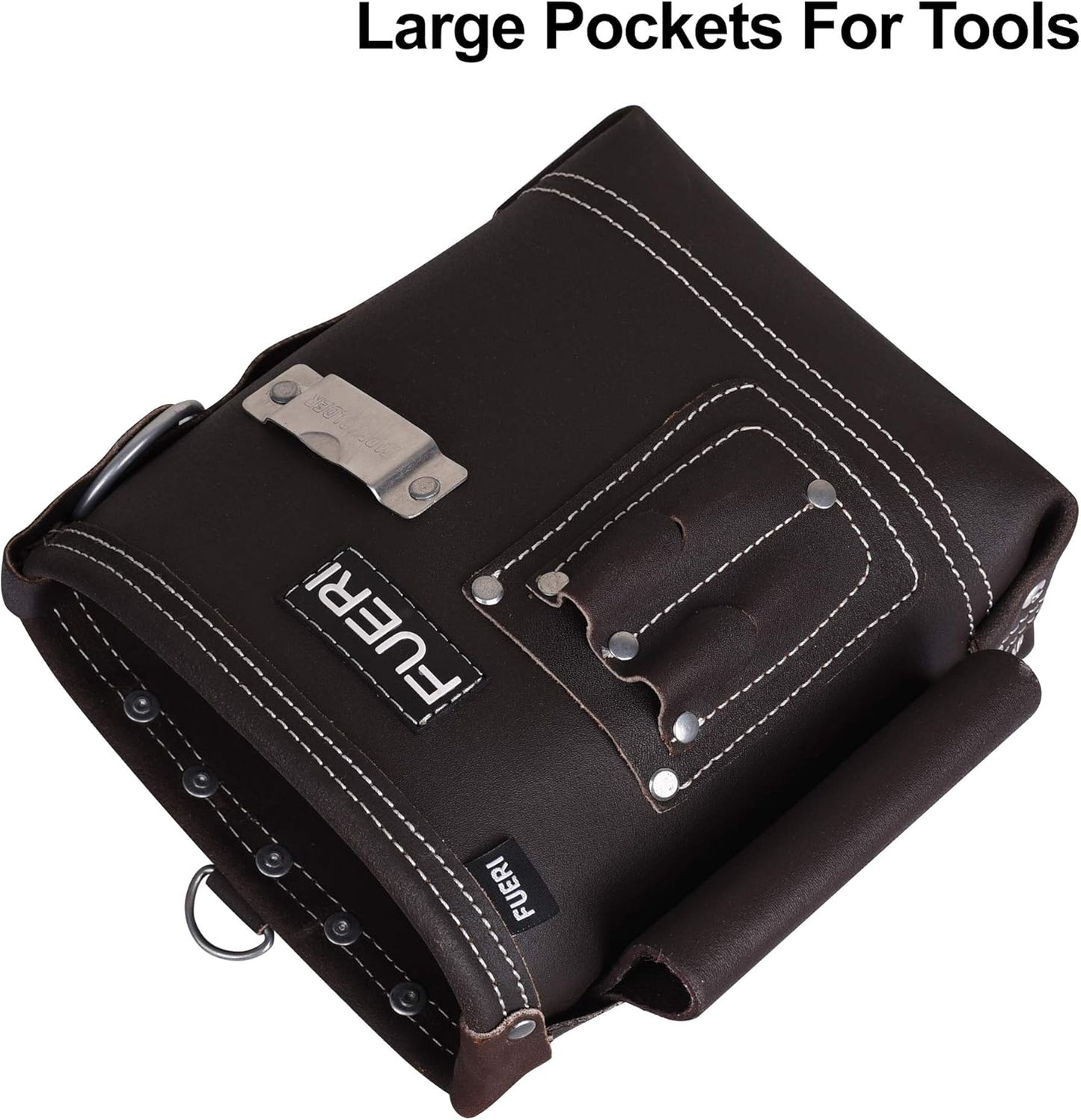 FUERI Leather Tool Pouches Carpenter Pouch Electrician Bag Tools Belt Suspenders Organizer for Men Construction Heavy Duty Iron Work