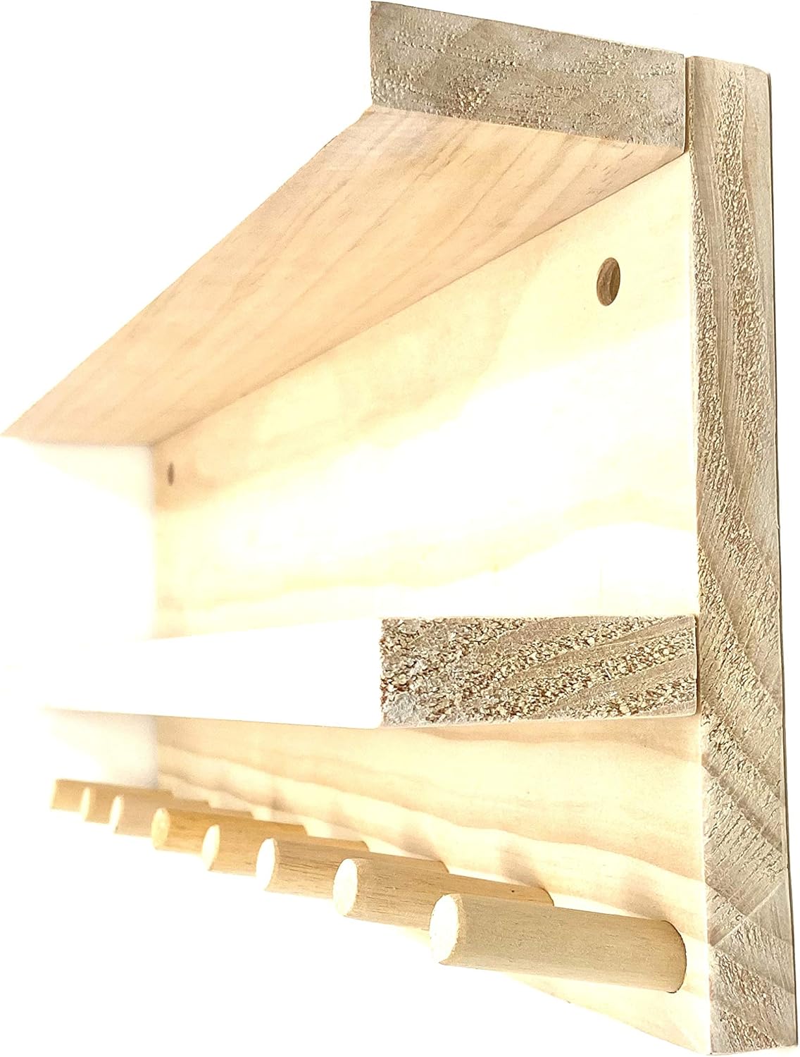 Full Size Baseball Bat Rack Display Case 4-7 Bats 8 Balls Natural Finish Wall Mount