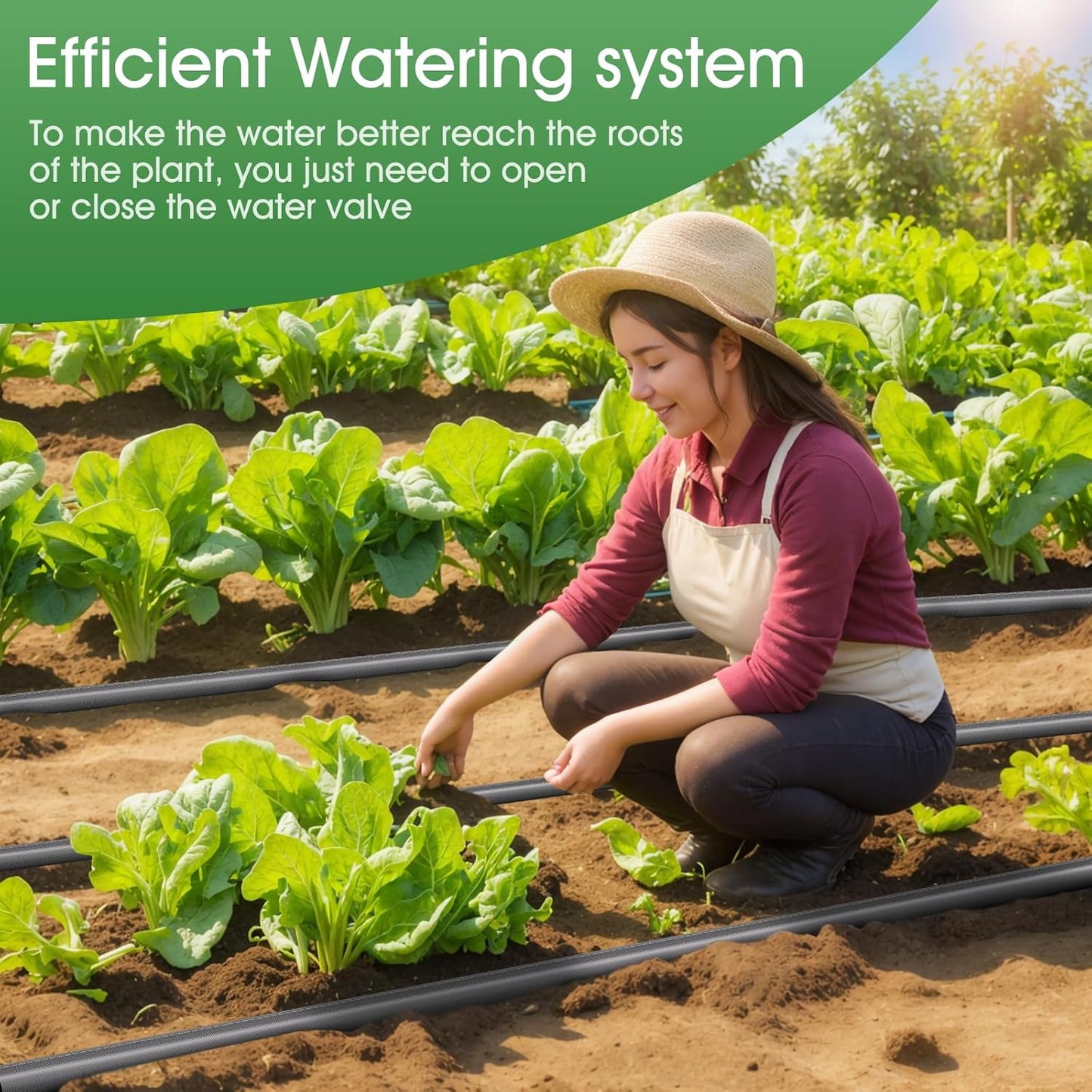 Flat Soaker Hose for Garden Beds 25 ft,Linkable Drip Irrigation Hose Save 80% Water, Leakproof Watering Hose with Holes, Duty Double Layer Flexible Leakproof