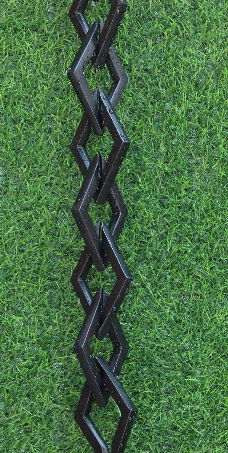 KAM Home Diamond Links Rain Chain with Installation Kit (Black, 9)