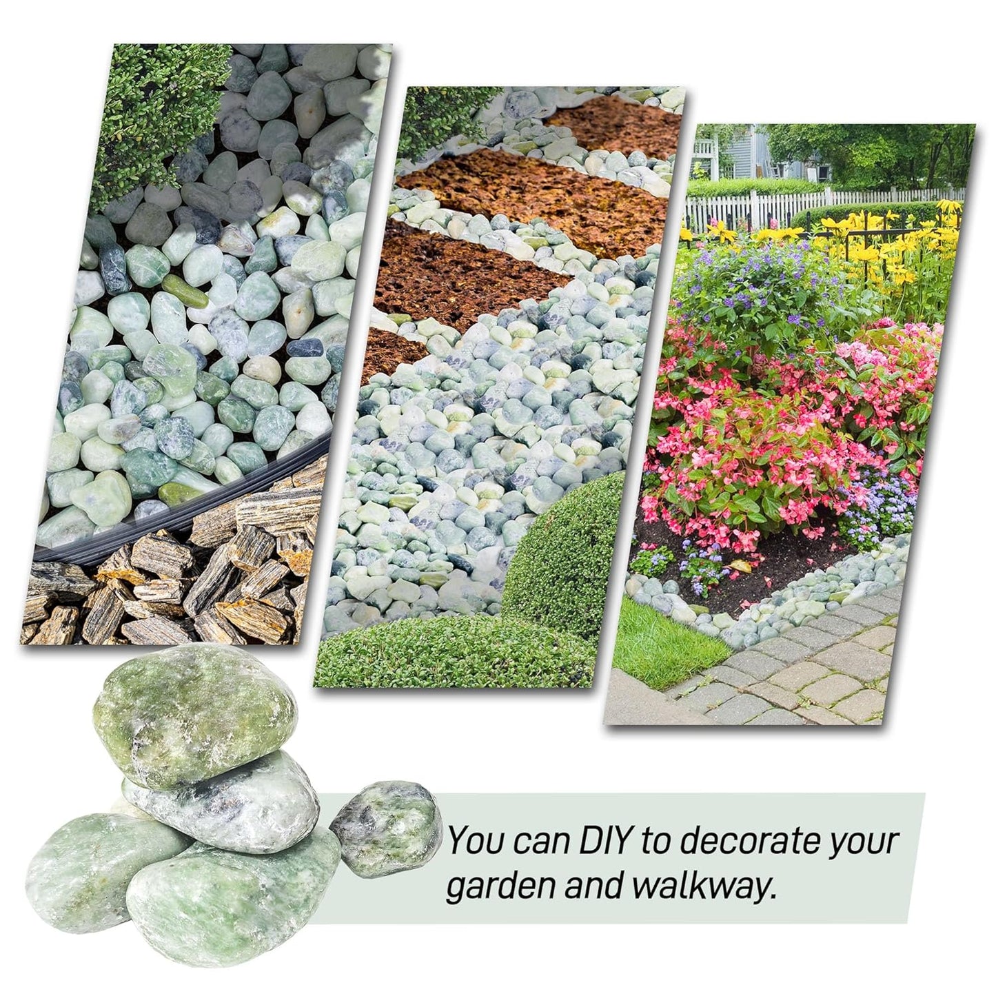 45lbs Jade Pebbles, 2-3 Inch Natural Pebbles for Indoor Plants, Polished Pebbles for Garden Landscaping Aquariums Vase Fillers and Outdoor Decorative Stones