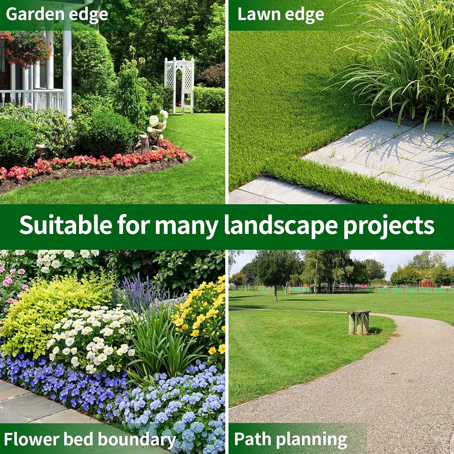 4 in x 100 Ft Garden Landscape Edging, No Dig Garden Edging Border Kit with 184 Pcs Spikes for Flower Bed Lawn Yard Grass Brown