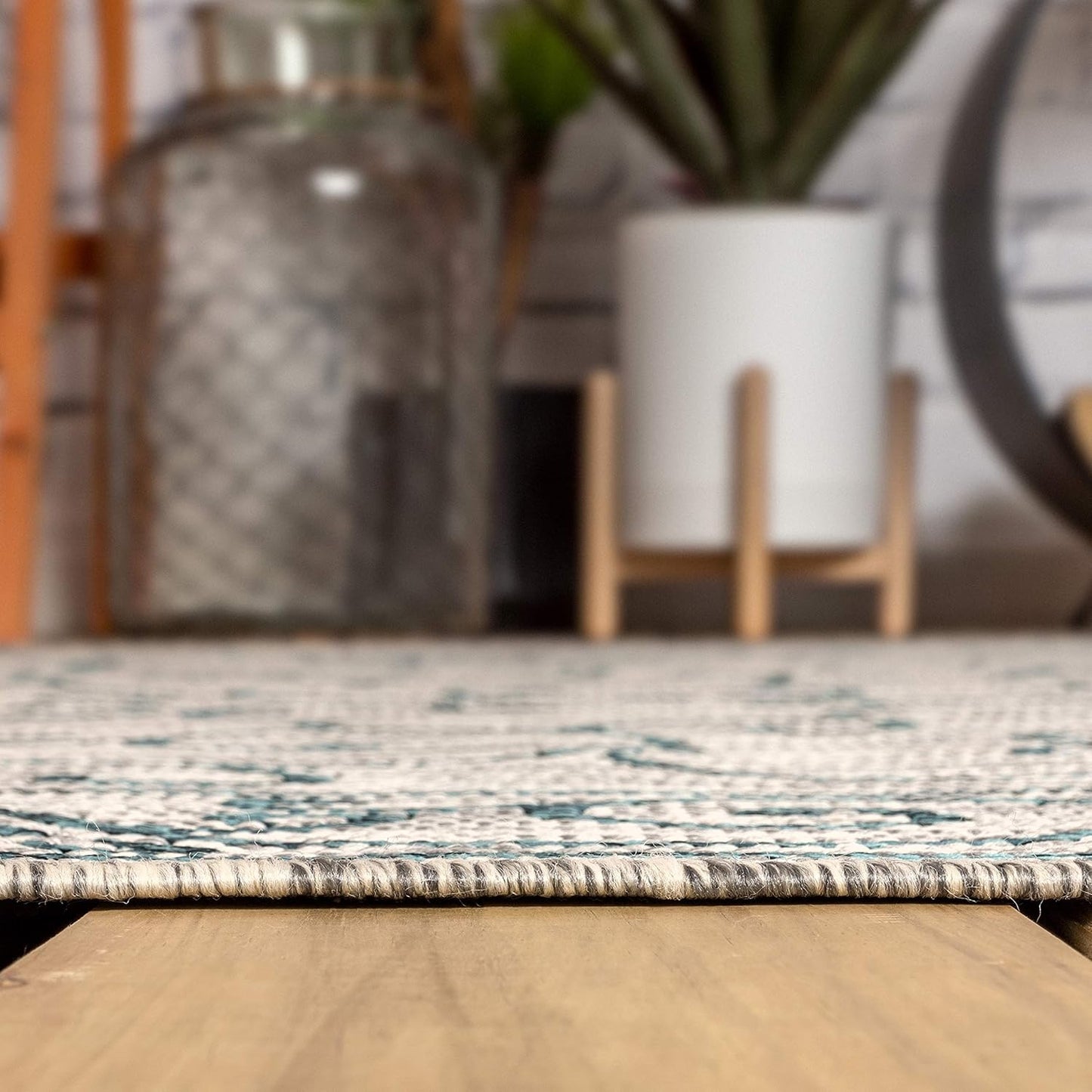 JONATHAN Y SMB106E-8 Charleston Vintage Filigree Textured Weave Indoor Outdoor Rug LivingRoom Backyard,8 X 10,Gray/Teal