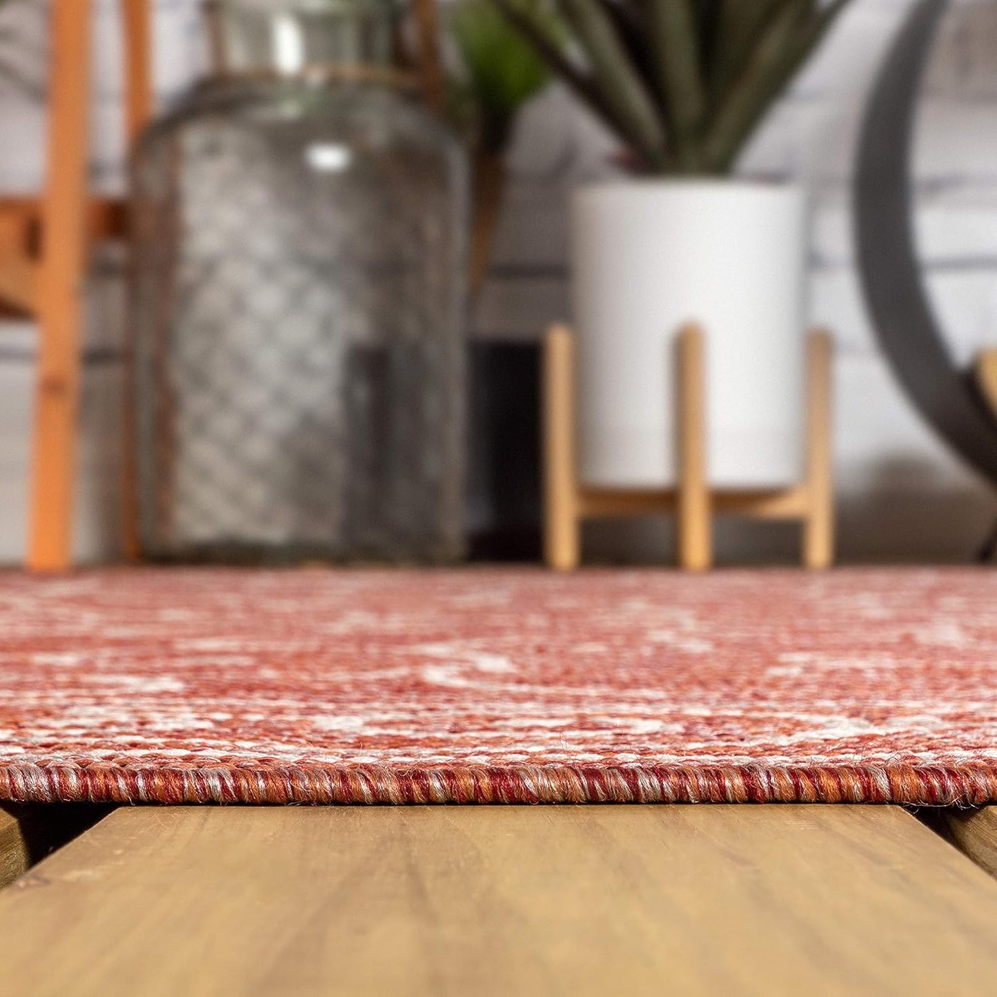JONATHAN Y SMB106B-8TGN Charleston Vintage Filigree Textured Weave Red/Beige 8' Octagon Indoor/Outdoor Area Rug, Non-Shedding, Stain Resistant,Fade Resistant, Easy-Cleaning for Backyard Patio, Porch