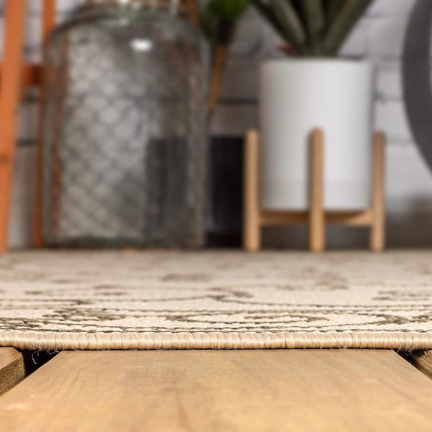 JONATHAN Y SMB106A-6SQ Charleston Vintage Filigree Textured Weave Beige/Brown 6' Square Indoor/Outdoor Area Rug, Pet Friendly, Non-Shedding, Stain Resistant, Easy-Cleaning for Backyard, Patio, Porch