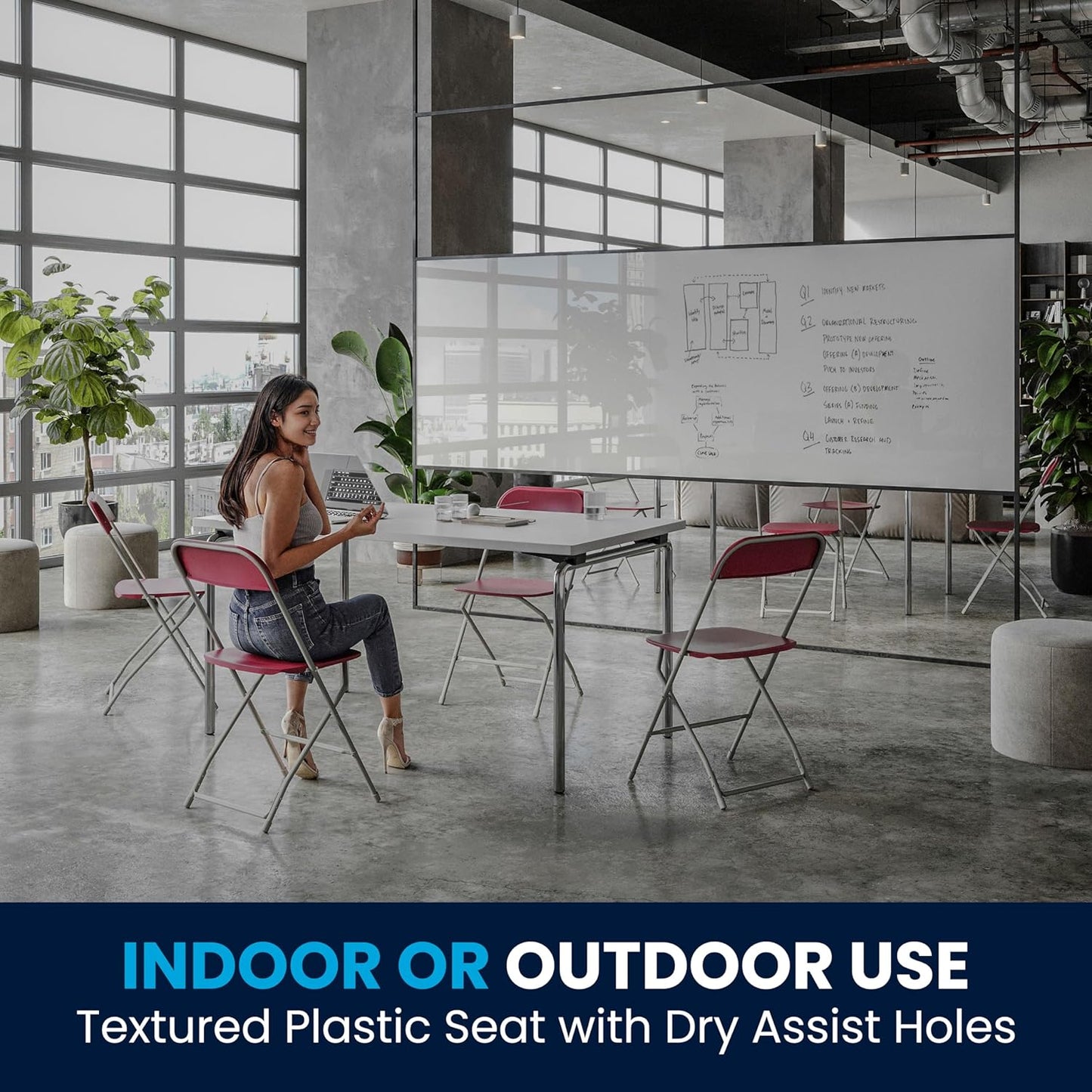 Flash Furniture Hercules Series Plastic Folding Chair - Red - 4 Pack 650LB Weight Capacity Comfortable Event Chair-Lightweight Folding Chair