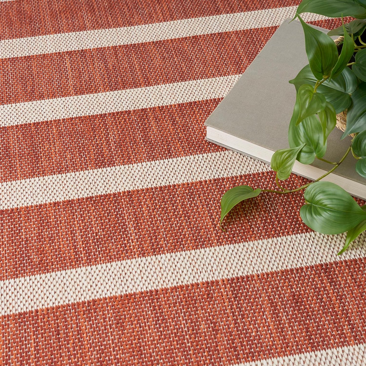 Nourison Home Positano Indoor/Outdoor Terracotta 4' x 6' Area Rug, Easy Cleaning, Non Shedding, Bed Room, Living Room, Dining Room, Deck, Backyard, Patio (4x6)