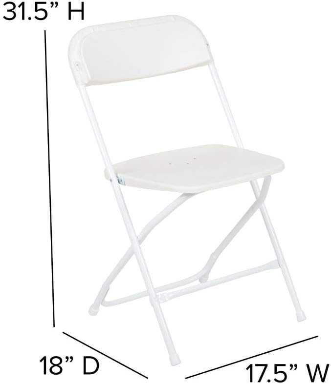 Flash Furniture Hercules Series Plastic Folding Chairs for Parties and Weddings, Stackable Commercial Event Seats with 650-lb. Static Weight Capacity, Set of 2, White