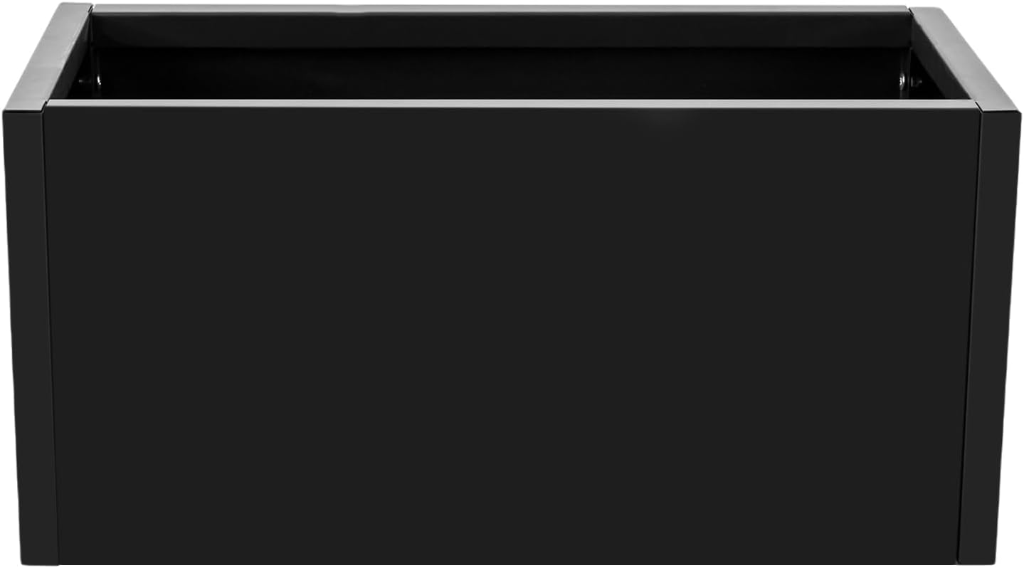 25" L x12 W x12 H Metal Flower Boxes Planter Boxes Outdoor Raised Garden Bed Indoor Outdoor Planting Bed Black Rectangle Planter Box for Patios Lawn Yard Decor Storage