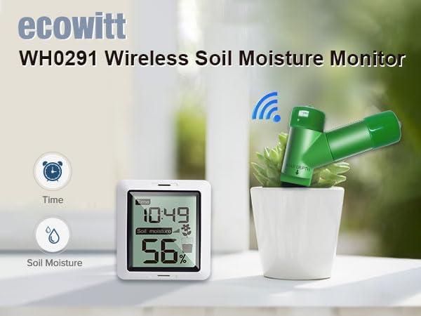 ECOWITT WH0291 Soil Moisture Tester Plant Soil Moisture Sensor Meter with Digital LCD Display