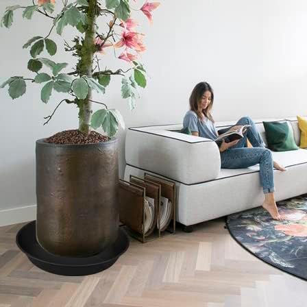 3 Pack of 25 26 inch Plant Saucer (22.7 Inch Base), 4.2" Depth, Large Deep Heavy Duty Plastic Flower Planter Water Trays for Indoors Outdoor, Plant Potted Bowl, Plant Drip Trays (26", Black)