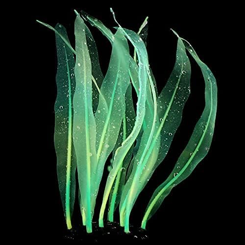 1Pcs Aquarium Decoration Green Plants Simulation Artificial Water Grass Fish Tank Decor Silicone Glowing Kelp Tall Aquarium Plant Ornament Accessories,Green,16.9in
