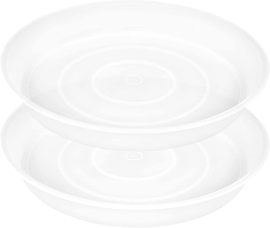 2 Pack of 17 inch Plant Saucer, 2.3" Depth Tray, Large Deep Garden Plastic Flower Planter Plant Trays for Indoors Outdoor Bath Bath (17", Clear)
