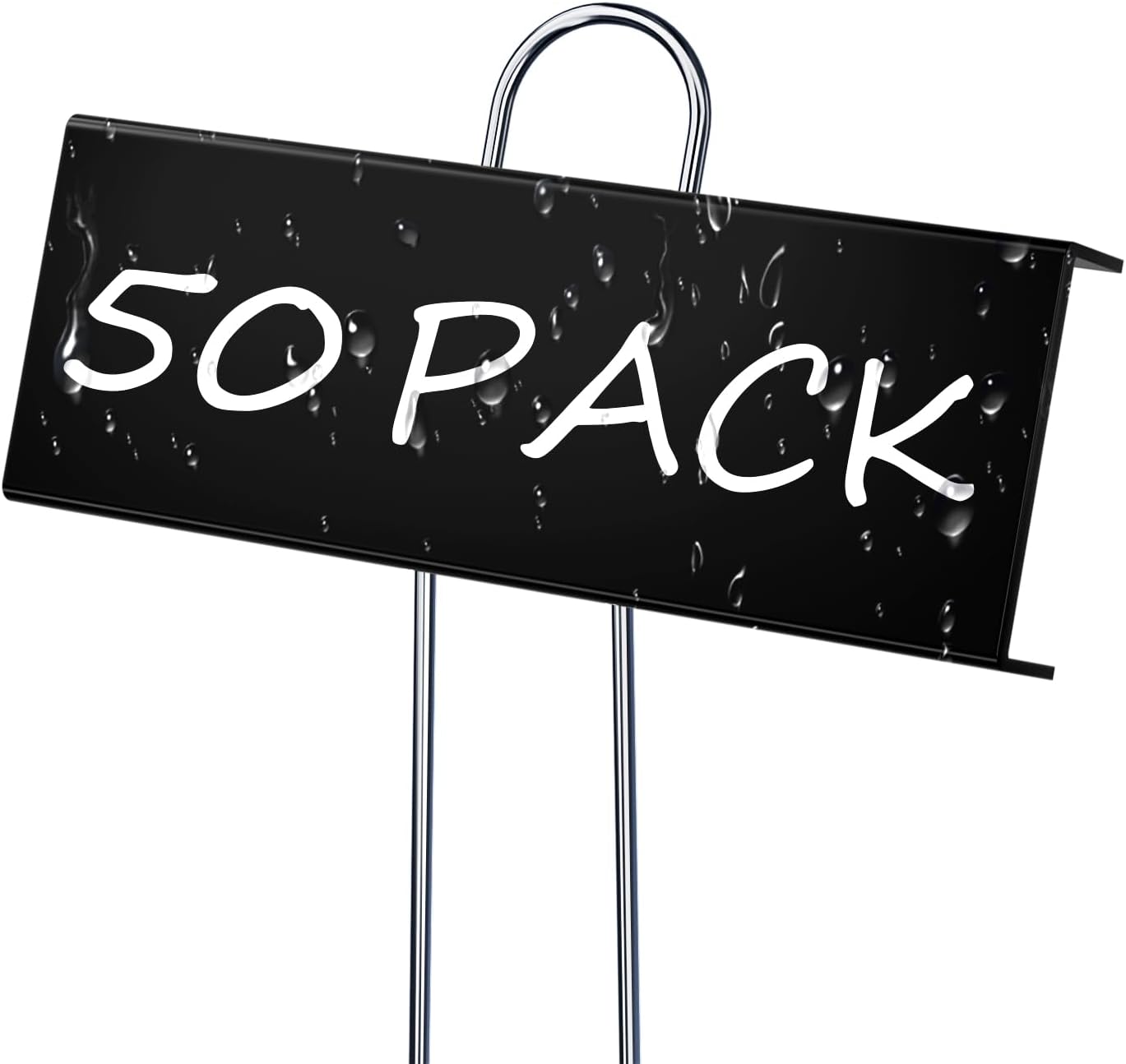 50 Pack Metal Plant Labels for Outdoor Garden Waterproof Plant Markers, Labels Garden Markers for Seedlings Herbs Vegetable Greenhouse Gifts, with Pen - Black