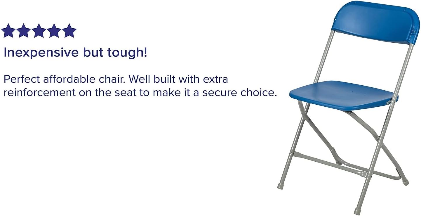 Flash Furniture Hercules™ Series Plastic Folding Chair - Blue - 2 Pack 650LB Weight Capacity Comfortable Event Chair-Lightweight Folding Chair