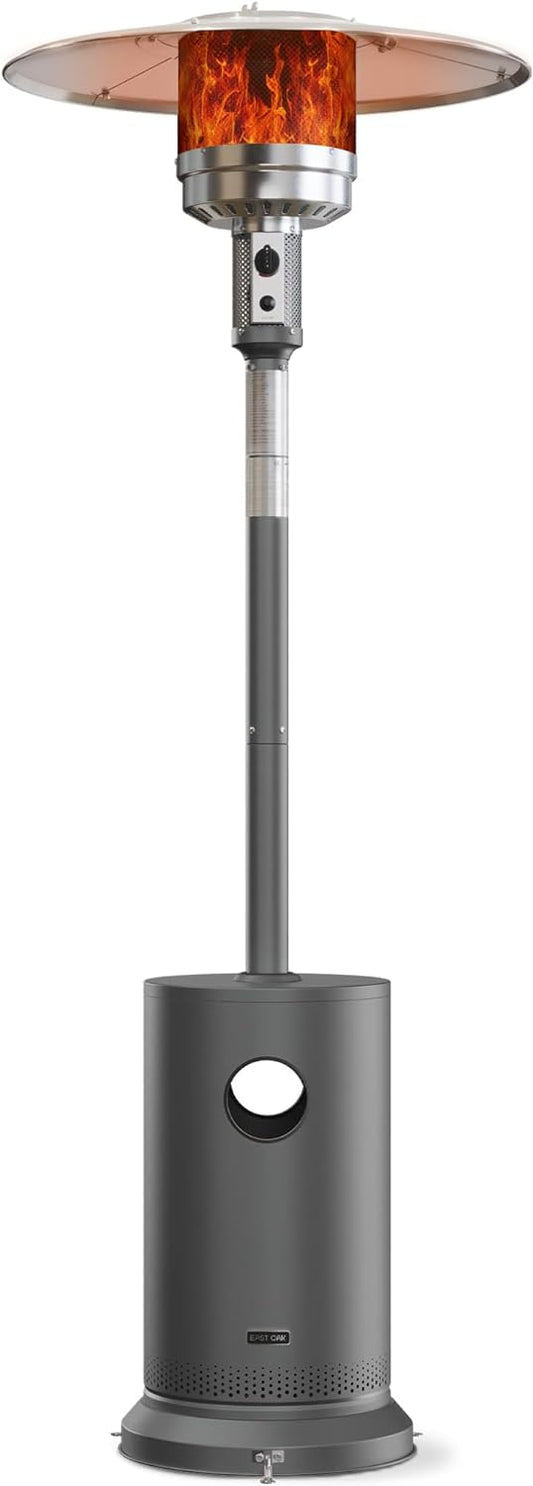 EAST OAK 50,000 BTU Patio Heater for Outdoor Use With Round Table Design, Double-Layer Stainless Steel Burner and Wheels, Outdoor Patio Heater for Home and Commercial, Gray, 31.9 x 31.9 x 86.6 inches