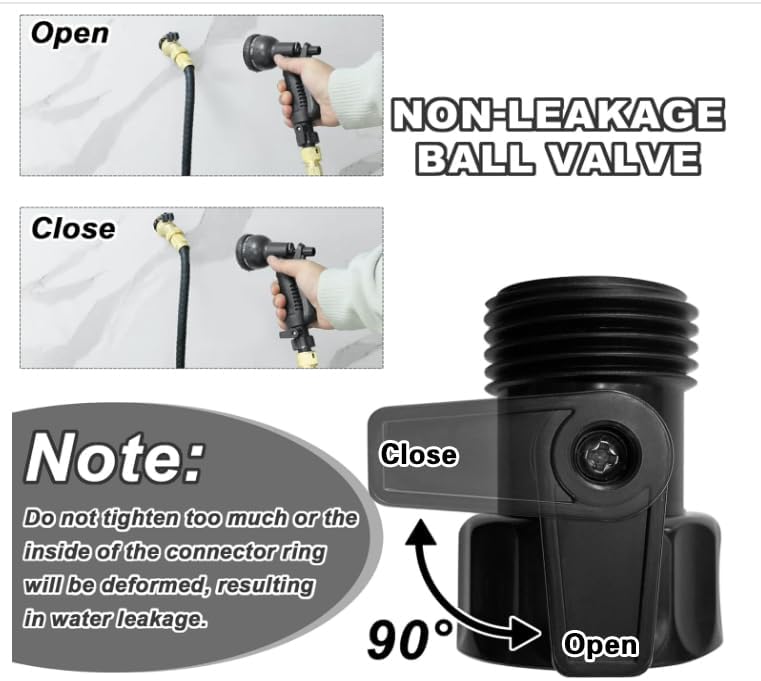 12 PCS 3/4'' Plastic Garden Hose Shut Off Valve,Water Shut-Off Ball Valve Thread Connector Coupling for Telescopic Water Pipe Water Gun Valve Control