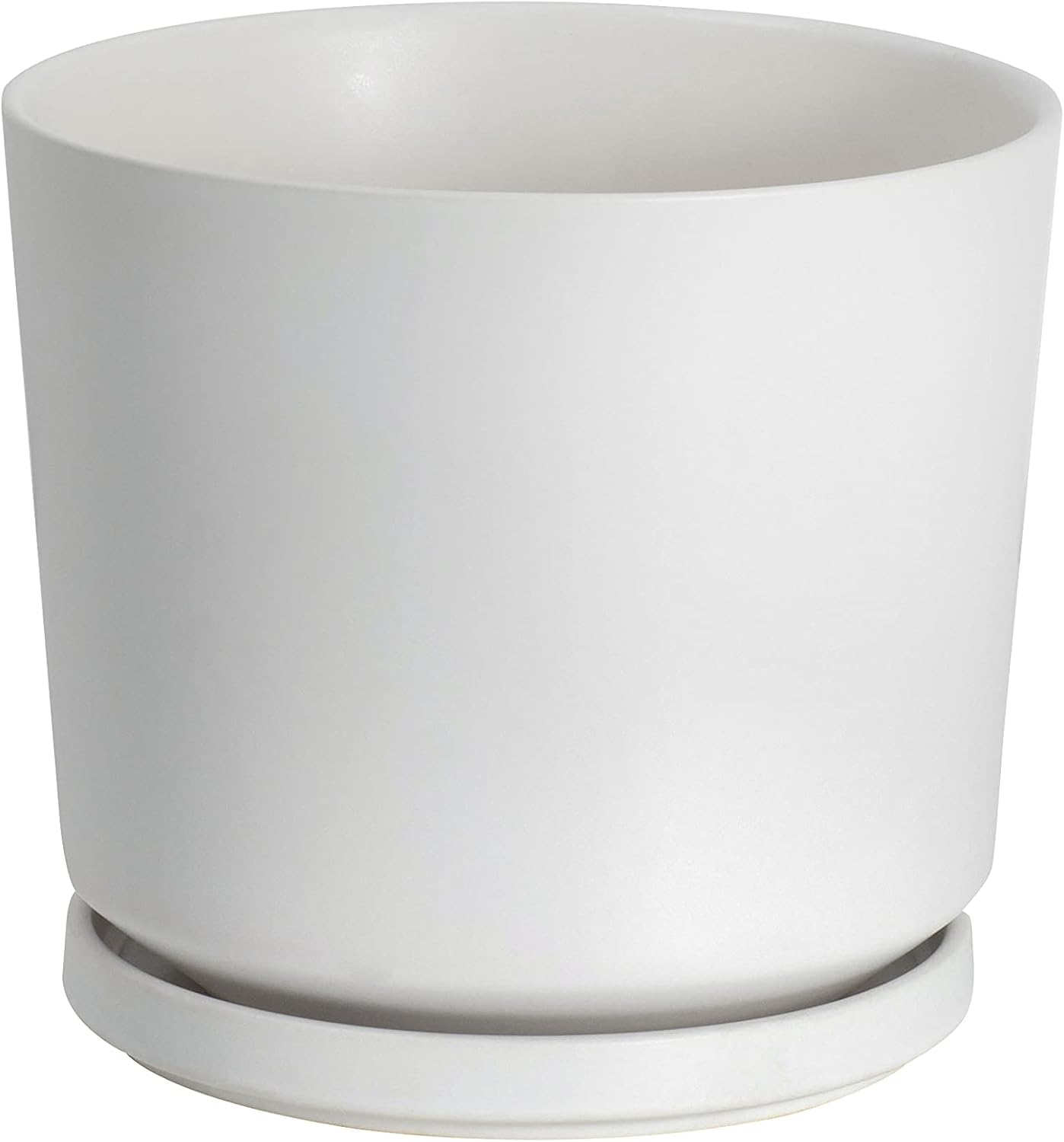 Ekirlin 5 inch Plant Pots,Ceramic Flower Planters Indoor,Modern Succulents Containers with Drain Hole Saucer,Decorate Home,Office & Outdoor (White)