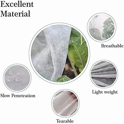 Agfabric Plant Covers Freeze Protection 72"x72"x12" 0.9oz Freeze Cloths for Plants,Plant Frost Protection Covers Drawstring Bags Shrub Jacket,White