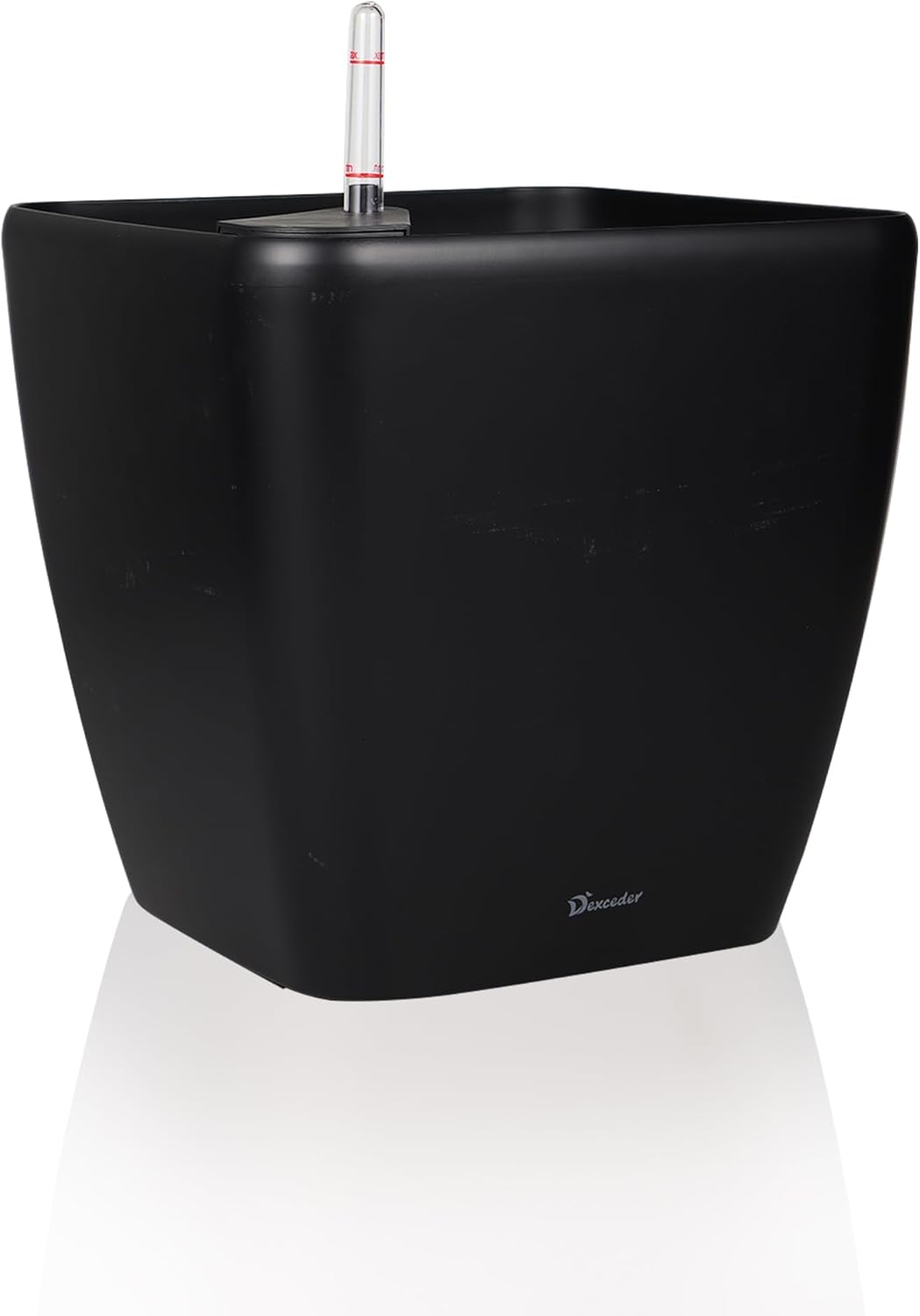 Dexceder 15x14 Self Watering Planter with Wheels Indoor Outdoor, Inner Mat Design, Thickened Large Floor Standing Flower Plant Pot with Water Level Indicator (Black Matte)