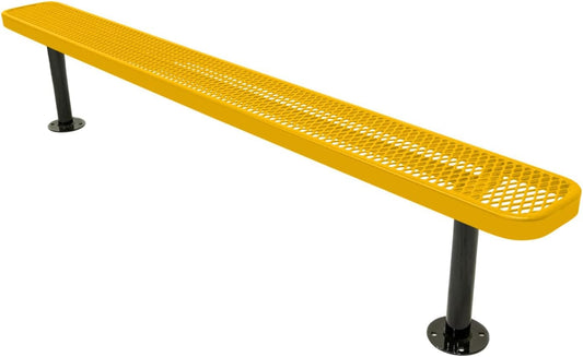 Heavy-Duty Outdoor Bench Thermoplastic Coated, Expanded Metal, Commercial-Grade Seating, Made in America (Surface Without Back, 8 Ft, Textured Yellow)