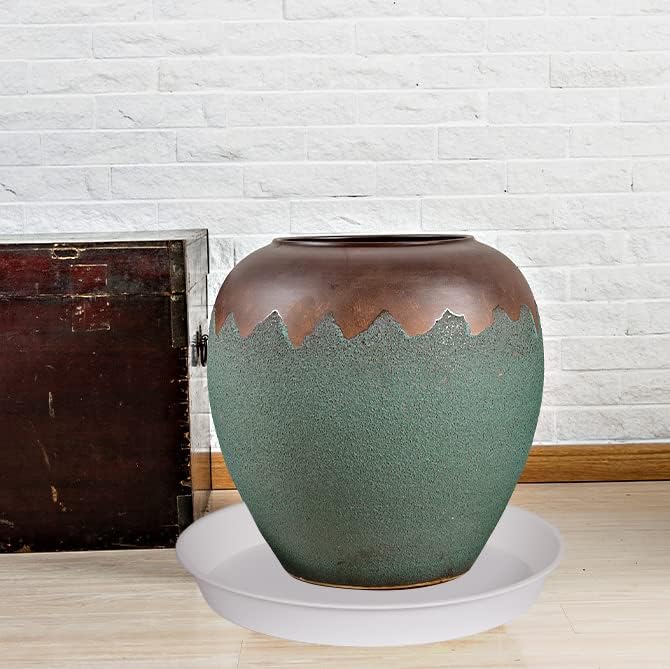 2 Pack of 19 inch Plant Saucer, 2.7" Depth Tray, Large Deep Garden Plastic Flower Planter Plant Trays for Indoors Outdoor Bath Bath (19", Creamy White)