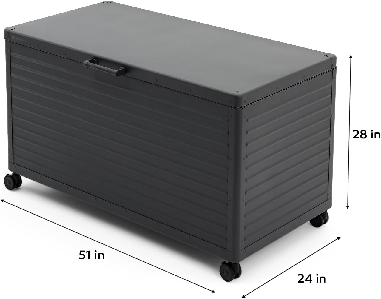 134 Gallon Outdoor Storage Box Waterproof, Metal Deck Box with wheels for Patio Furniture, Garden Tools, Outdoor Cushion, Charcoal