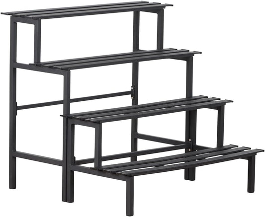 Aluminum Plant Stand - Indoor & Outdoor Ladder Display Shelf for Plants - Sturdy Space-Saving Utility Organizer for Patio, Balcony & Garden (4-Tier)