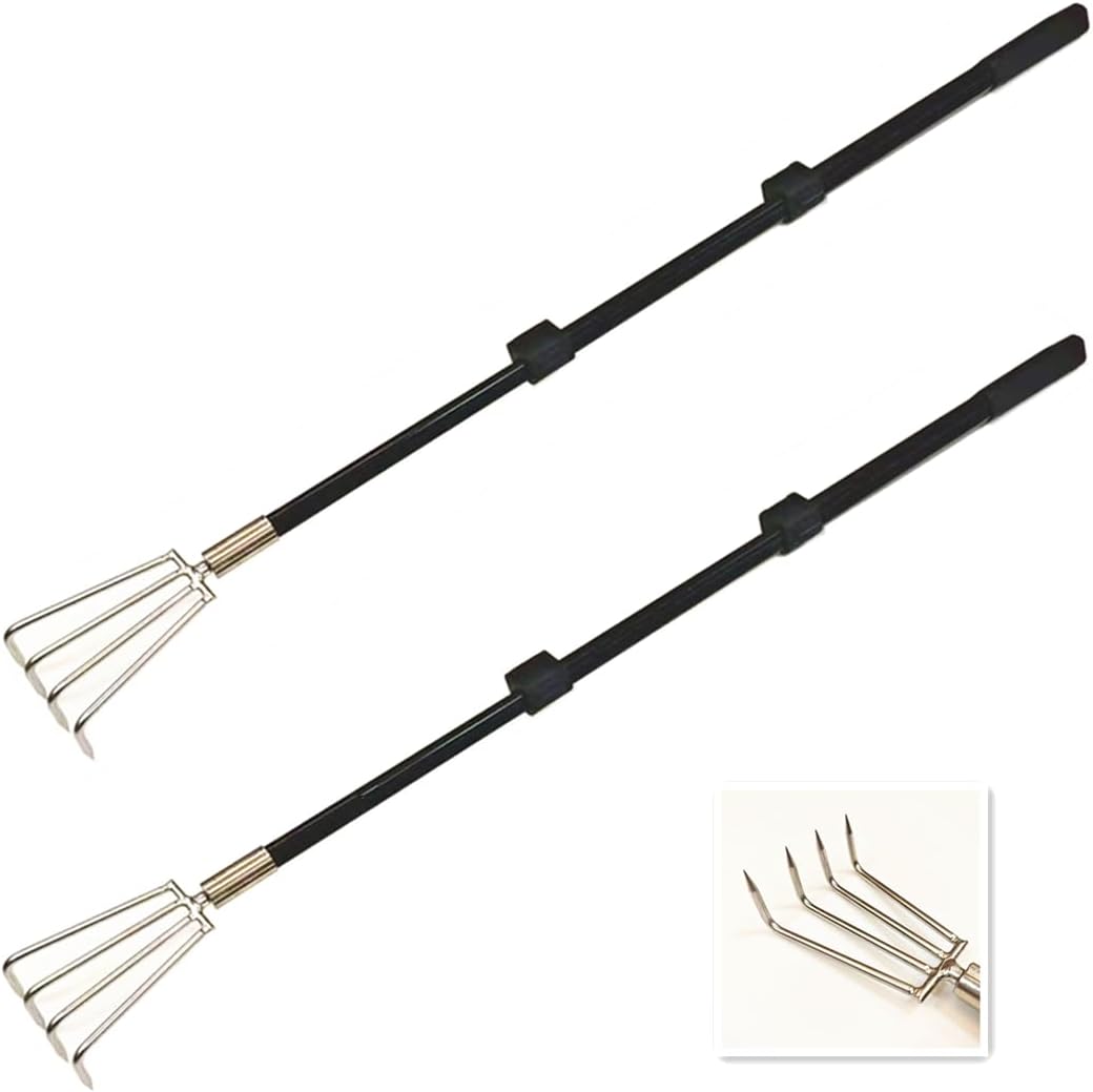 2 Pcs tainless Steel Garden Claw rake Multifunctional rake, Lengthened Aluminum Alloy Handle,Garden rakes, Clams rakes, Weeding rakes can Also be Used to dig for Treasures. (2)