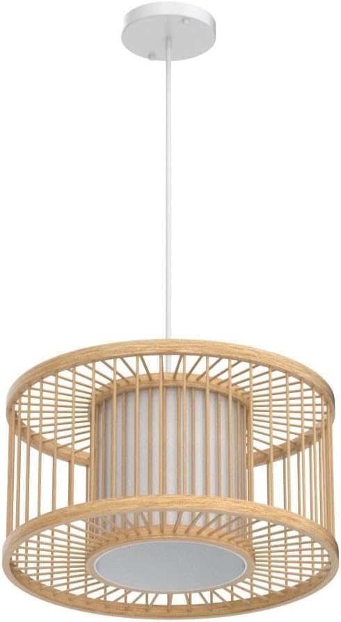 Rattan Pendant Lights, 15.8" Boho Wicker Pendant Light Handwoven Rattan Chandelier Beach Country Natural Hanging Light for Dining Room Kitchen Living Room Bedroom