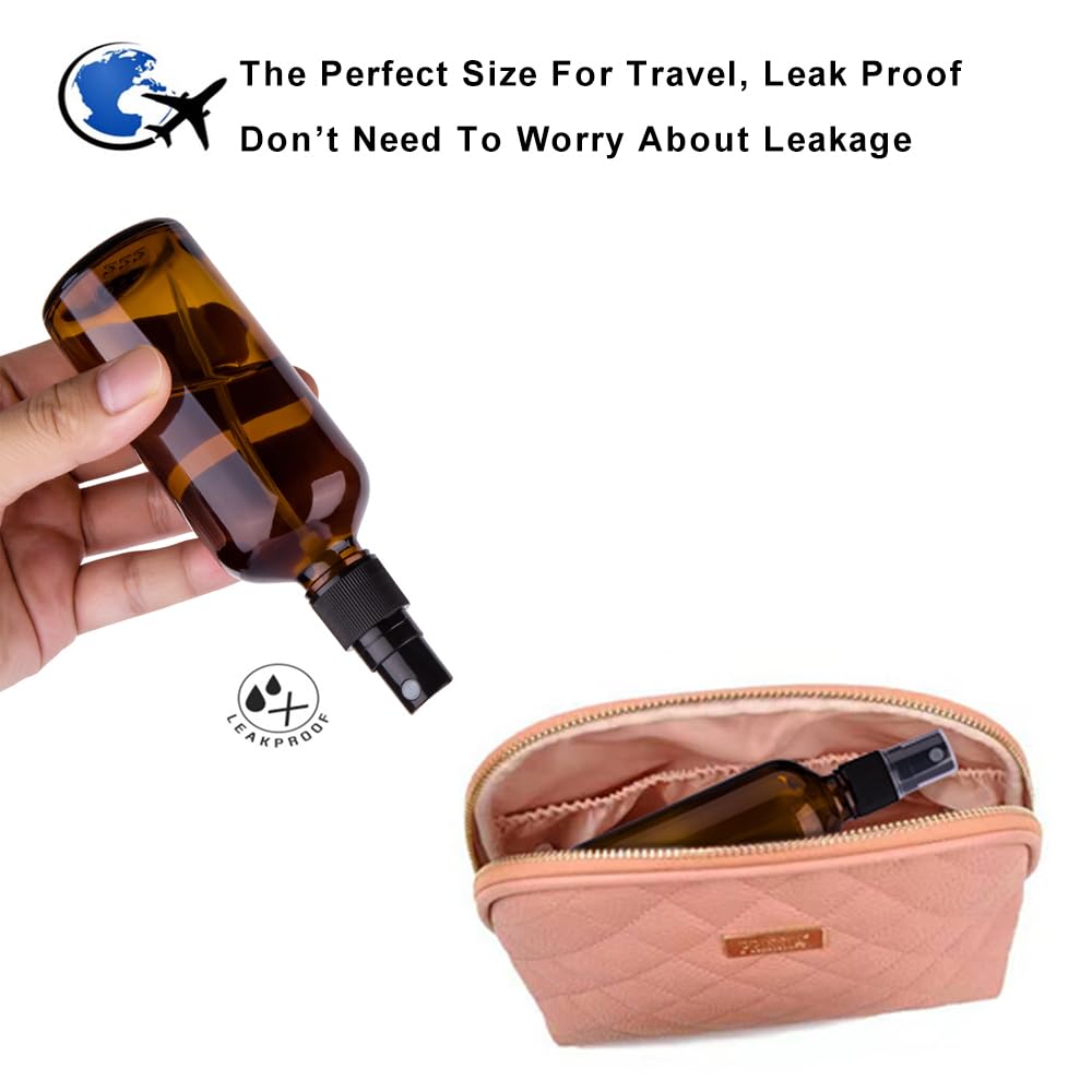 Amber Glass Spray Bottles, 4 oz Small Spray Bottles Fine Mist, Set of 4 (Amber)