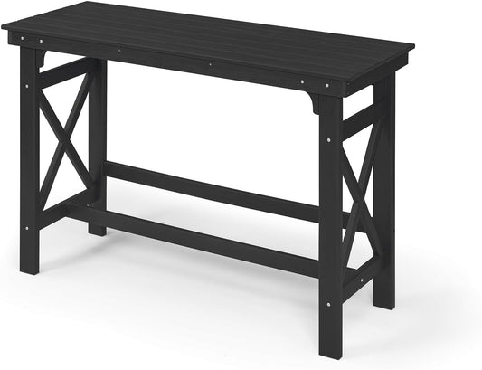 HDPE Patio Bar Table, 41" Rectangle Outdoor Bar Tables Counter Height Table, Adirondack Outdoor Bar Height Table, HDPE Outside Pub Tables for Balcony, Deck, Backyard, Poolside, Obsidian