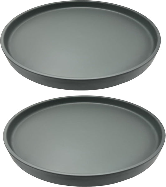 2 Pack Ceramic Plant Saucer Pot Tray 6 Inch, Planter Saucers 4 5 6 7 8 9 10 11 12 13 Inch for Indoors Outdoor, Durable Sturdy Flower Drainage drip Water Tray for Glazed Pots Base (6.4 Inch-Grey)