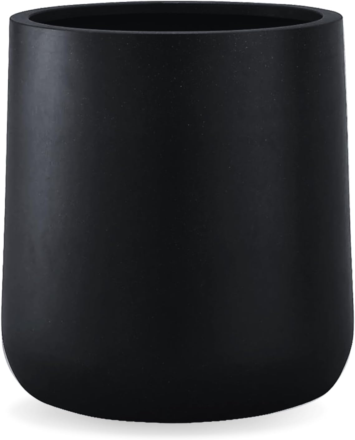 15.3" H x 15" D Conico Fiberstone Round Planter with Drainage Hole, Smooth Finishes, Weather Resistant for Indoor and Outdoor Use, Included 2 Extra Coco Mats (Black, 11.7" Pot Opening)