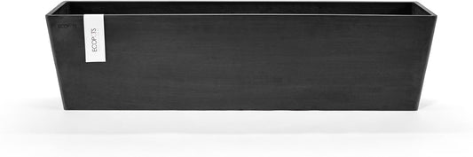 Ecopots Bruges Durable Modern Rectangular Indoor/Outdoor Recycled-Based Composite Flower Pot Planter, Dark Grey, 31.5"