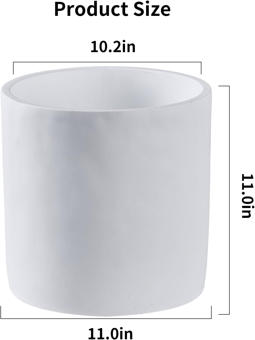 11 Inch Pot for Plants, Large Cement Planter with Drainage Hole, Mid-Century Modern Concrete Flower Pots for Home Decor, Office & Outdoor (White)