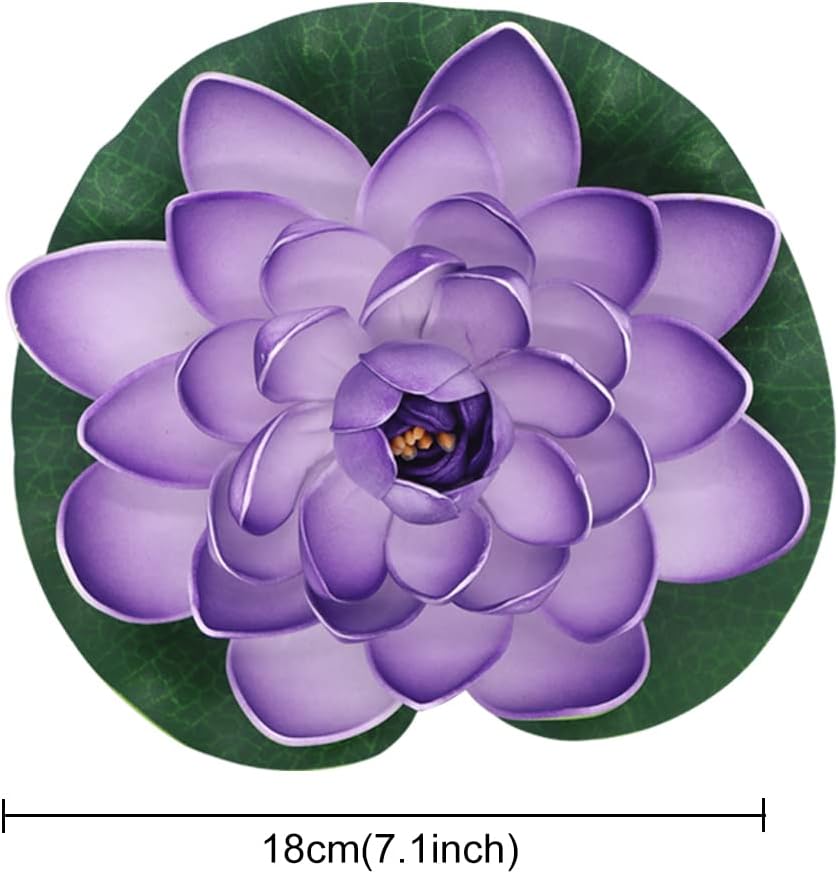 FZBNSRKO Artificial Lotus,4PCS 7.1" Inch Floating Foam Lotus Flowers for Pool,Realistic Water Lily Pads for Home Outdoor Patio Pond Wedding Party Decorations,Blue