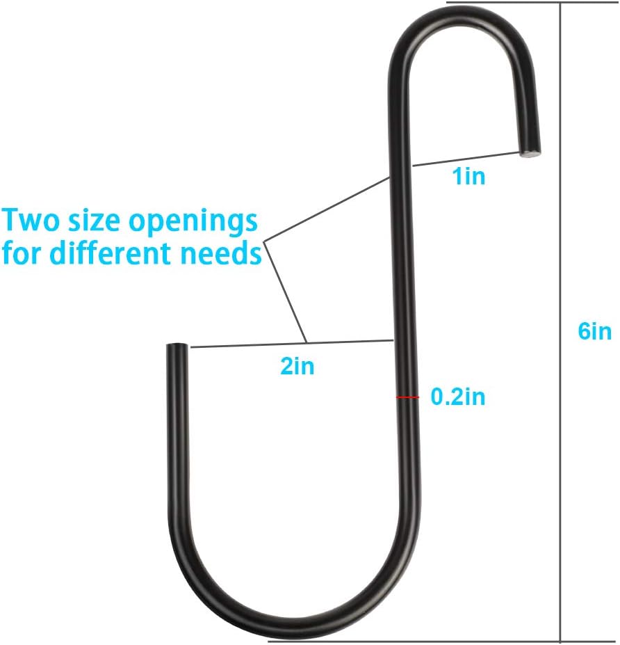 Vindar 4 Pack 6 Inches Bird Feeders Hooks Extra Large S Shape Hooks Heavy Duty S Shape Hook for Hanging Wind Chimes, Garden Ornaments, Gardening Tools, Bird House, Lanterns, Kitchenware