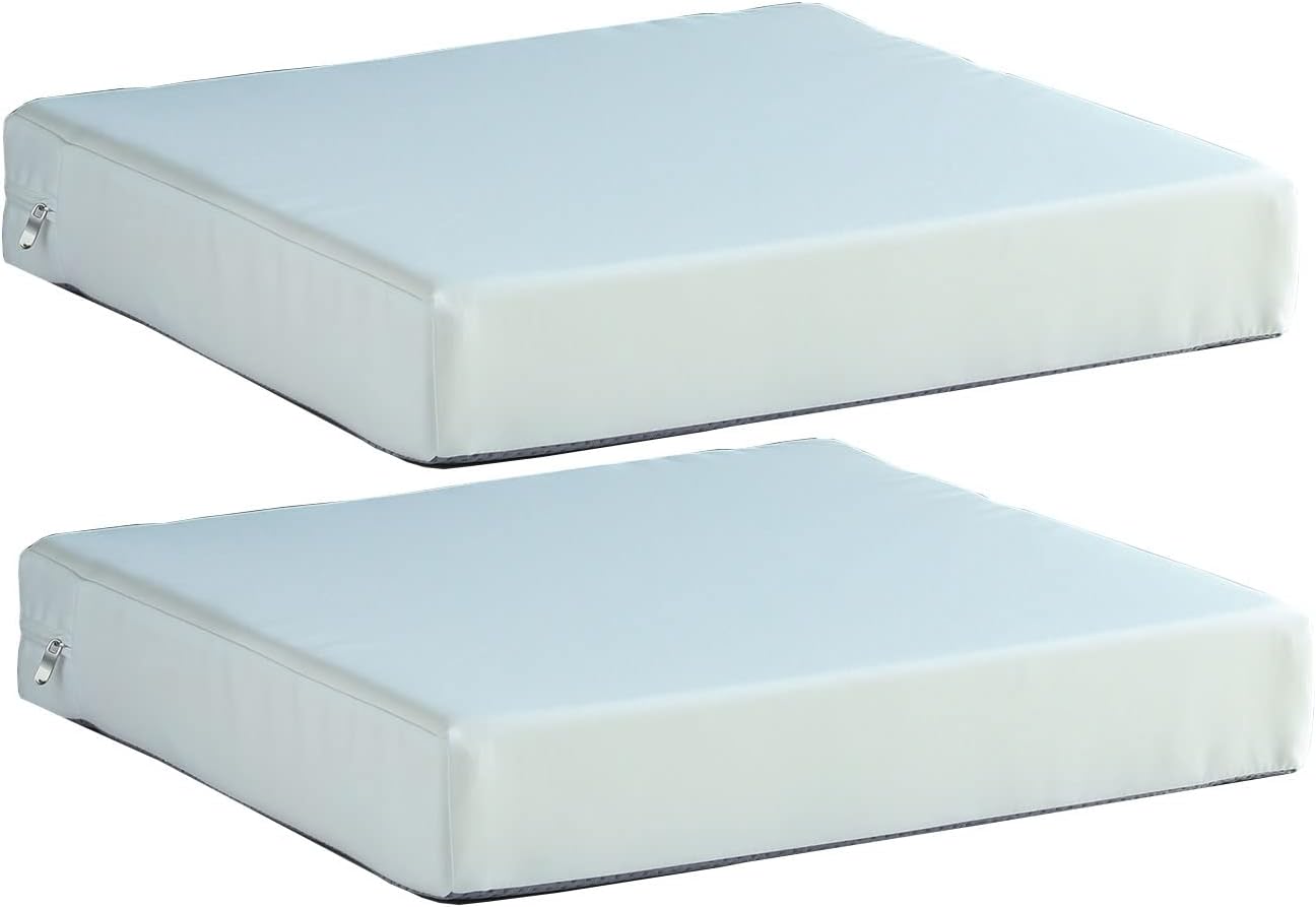 20x20 inch Patio Chair Cushions Non Slip Bottom Chair Pad with Ties Waterproof Square Outdoor Seat Cushion Replacement for Garden Swing Furniture Set of 2, White