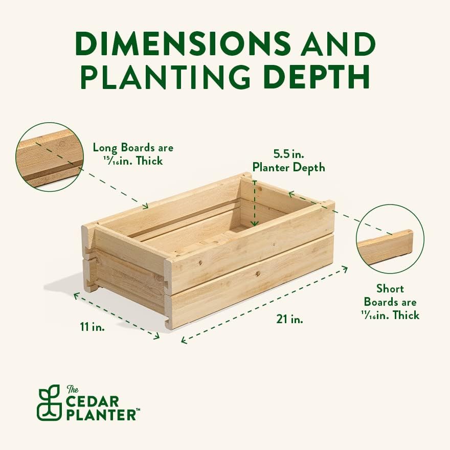 Greenes Fence Cedar Wood Planter Box, 21" x 11" x 7" - Made in USA with North American Cedar