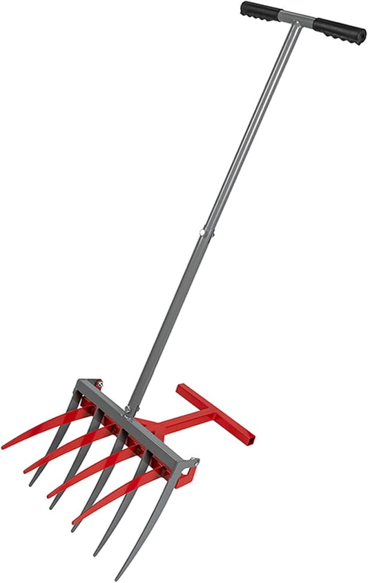 2-in-1 Broad Fork Garden Tool, Manual Hand Cultivator & Tiller, Heavy Duty Twist Tiller with 5+4 Steel Tines, Pitchfork for Soil Loosening, Digging, and Lawn Aeration