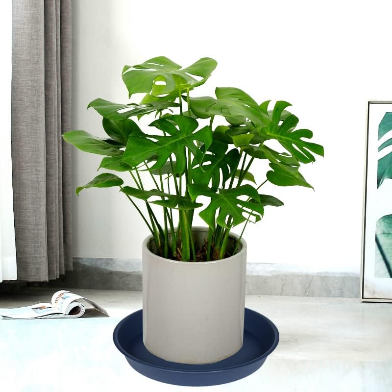 4 Pack of 18 19 inch Plant Saucer Drip Tray (16.6 inch Base), Heavy Duty Deep Plant Saucers for Pots, Plastic Flower Planter Water Trays for Indoors Outdoor (19", Blue)